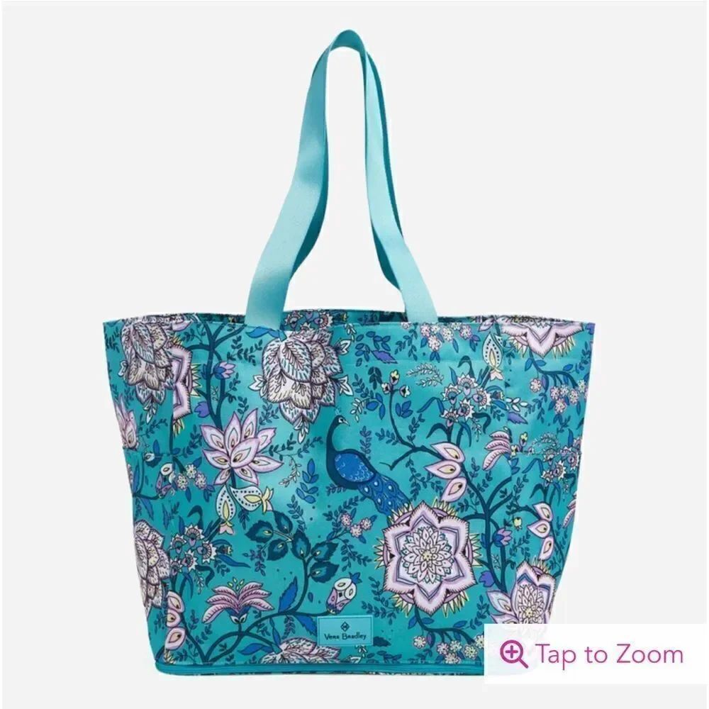 Vera Bradley Lighten Up Deluxe Family Tote Bag in Peacock Garden NWT